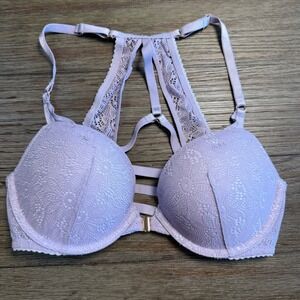 Victorias Secret Very Sexy Push Up Bra 32C Lavender Lace Strappy Racerback NWOT